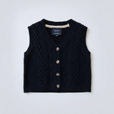 Gilet in cotone lavorato a maglia blu navy
