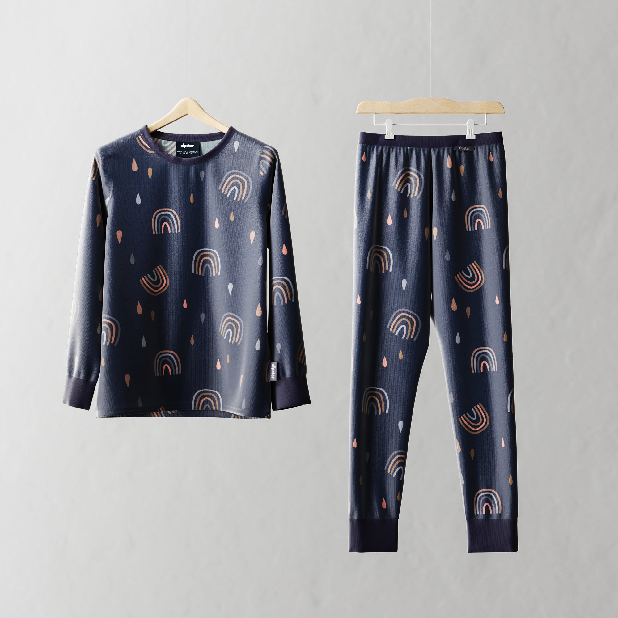 Children's PJ Set Navy Rainbow