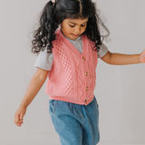 Gestrickte Baumwollweste Rosa