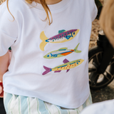 T-shirt oversize pour enfant blanc Fish Stack