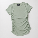 Camiseta de lactancia fruncida Verde salvia