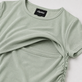 Camiseta de lactancia fruncida Verde salvia