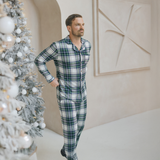 Set pigiama da uomo in tartan verde