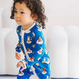 Baby wearing the ZIPSTER x Miffy Starry Sleep bamboo babygrow