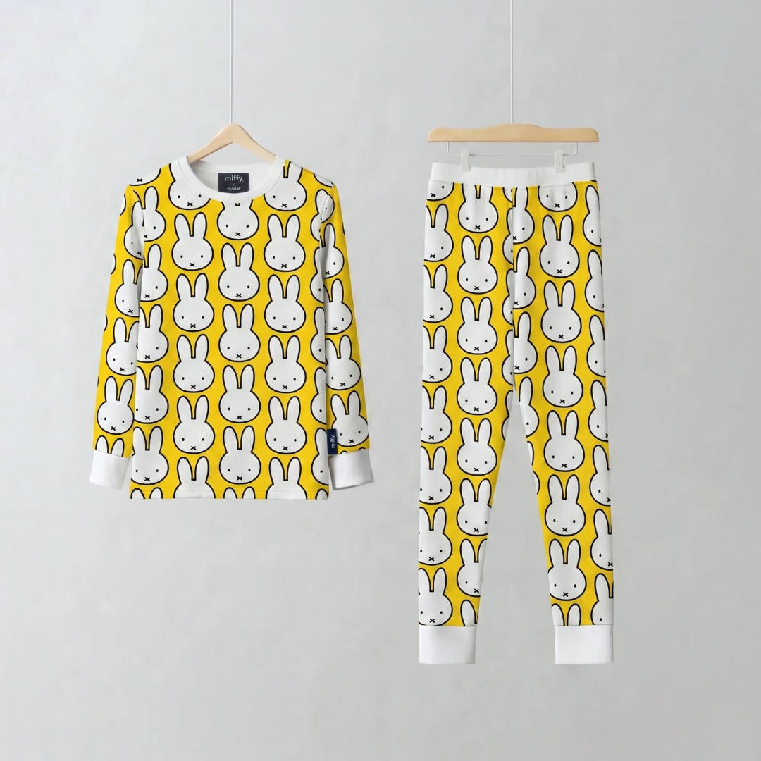 Conjunto de pijama de bambú infantil Miffy «Hello Yellow», vista frontal