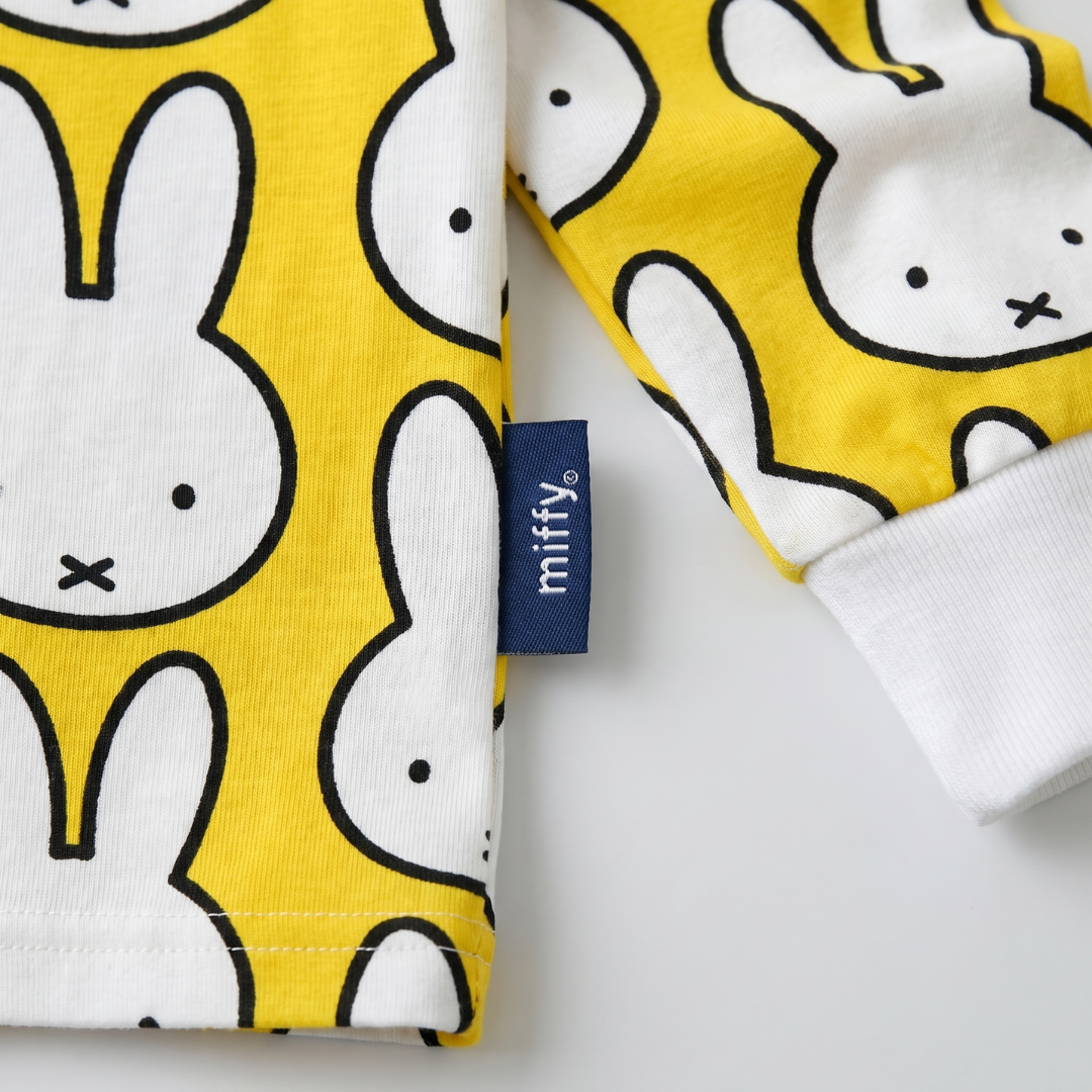 Miffy x Zipster etiqueta tejida en el conjunto de pijama de bambú para niños Miffy Hello Yellow