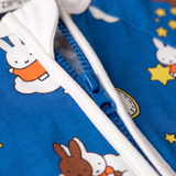 Two-way zip detail on the ZIPSTER x Miffy Starry Sleep bamboo babygrow